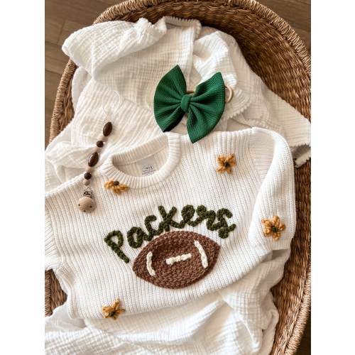 Embroidered NFL baby name sweater- personalized & hand embroidered.
