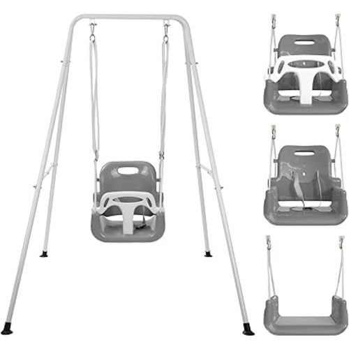 Taleco Gear Toddler Swing, 3-in-1 Swing Sets for Backyard, Baby Swing Outdoor/Indoor, Toddler Swing Set Suitable for Children 6 Months and Older (Black)