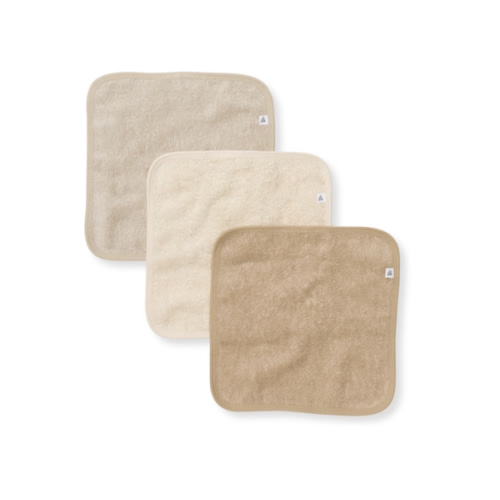Organic Cotton Woven Terry Solid Washcloths 3 Pack Oat