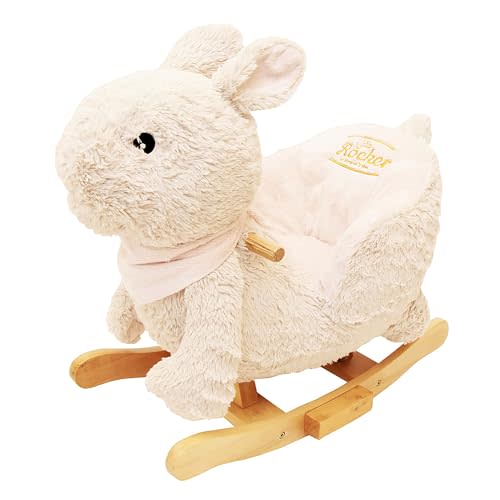Gerardo's Toys: Little Rockers - Bunny - Wooden Plush Ride-On Rocking Animal Toy, Plays Music, Removable Soft Fabric Cover, Toddler & Kids Ages 24mo+