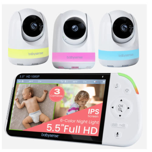 Babysense Max View Pro: Video Baby Monitor with 3 Cameras, Non Wifi, S