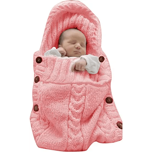 XMWEALTHY Newborn Baby Wrap Swaddle Blanket Knit Sleeping Bag Sleep Sack Stroller Wrap for Baby(Light Pink) (0-6 Month)