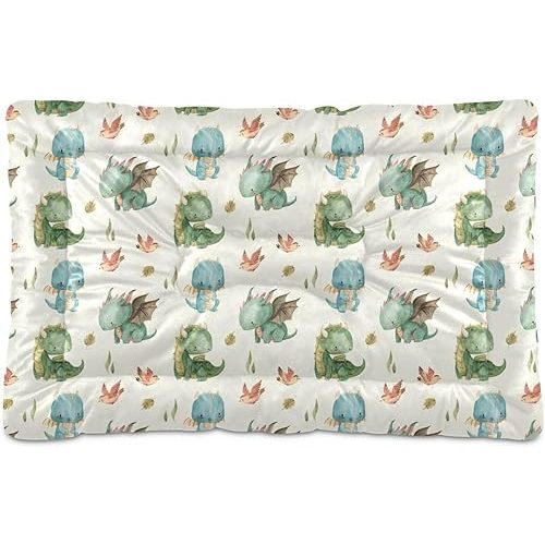 Watercolor Dragon Pet Bed Pad Soft Dog Bed Mat with Anti-Slip Bottom, Machine Washable Crate Pad Mattress for Dog Sleeping- 36 * 24inches