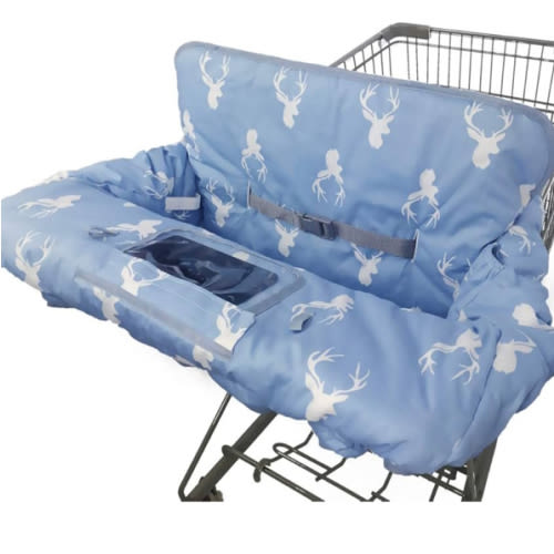 Shopping Cart Cover for Baby boy Girl, Non-Slip Design Cart Covers for Babies, Infant Cotton High Chair Cover, Machine Washable, Toddler Grocery Cover (Navy Deer)