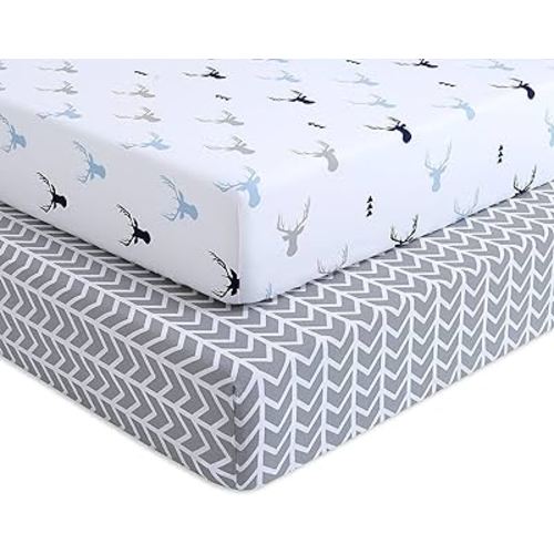 Woodland Crib Sheets, Deer Fitted, 2 Count