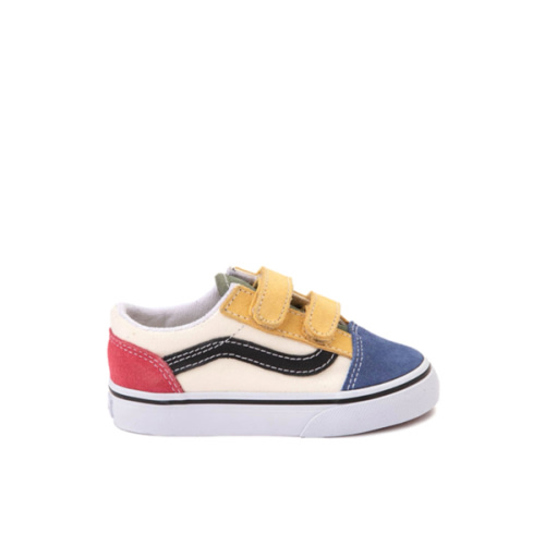 Vans Old Skool V Color-Block Skate Shoe - Baby / Toddler - Red / Blue | Journeys