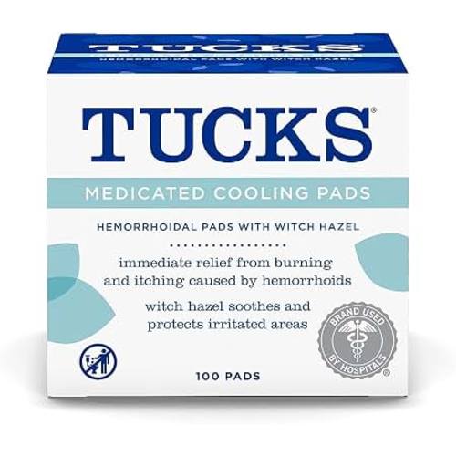 Amazon.com: TUCKS Medicated Cooling Pads, Witch Hazel Hemorrhoid Treatment, 100 Count | Witch hazel pads designed for sensitive areas and used by hospitals for hemorrhoid symptom relief, also postpartum essentials