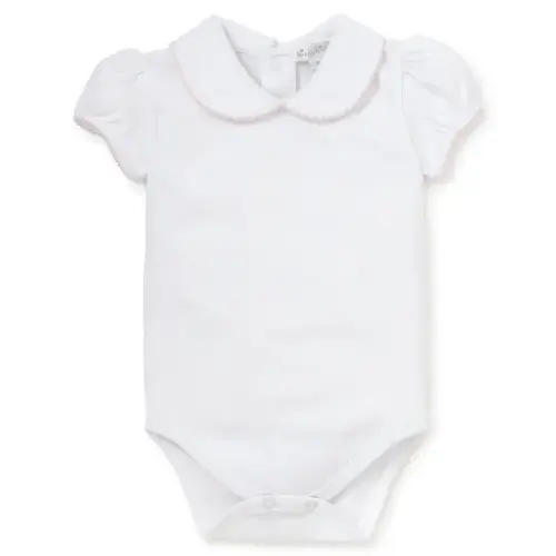 White/Pink Kissy Basics S/S Bebe Collar Bodysuit