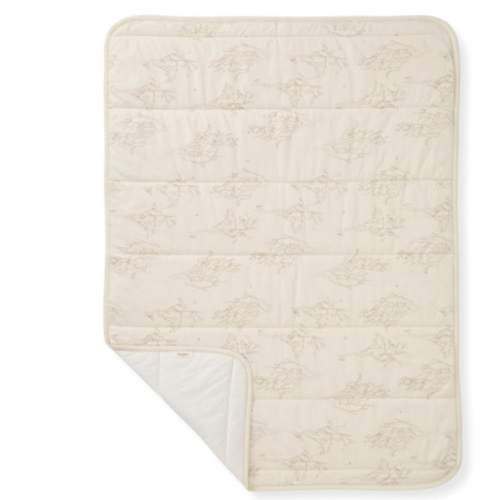 Swaying Branches Organic Cotton Reversible Baby Blanket Ranunculus in Oat