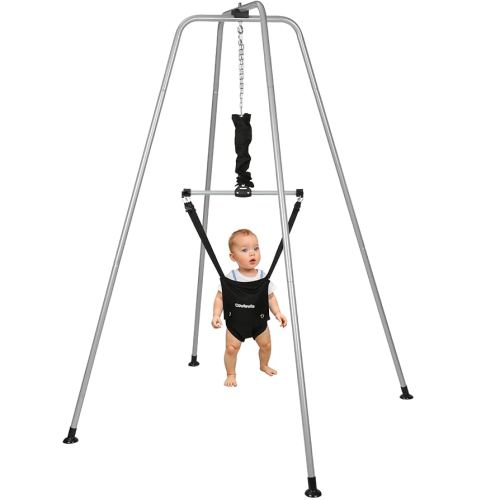 Cowiewie Baby Jumper with Stand, 2 in 1 Walking Harness Function, Quick-Folding Stand for Easy Storage, Portable Baby Jumper 6-12 Months