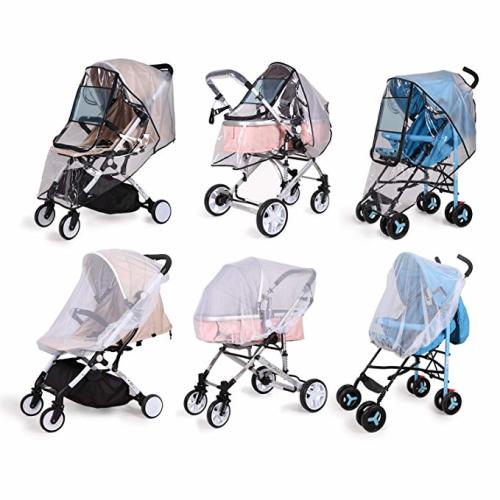 Bemece Stroller Rain Cover Universal, Baby Travel Weather Shield, Windproof Waterproof, Protect from Dust Snow - black-L