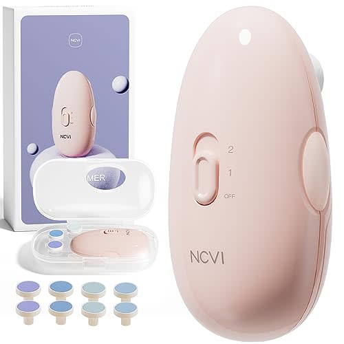 NCVI Baby Nail Trimmer Electric, Baby Nail File, Safe Baby Nail Clippers, Trim and Polish Set for Newborn Baby Infant Toddler Kids, Fingernails Care, Grooming & Manicure kit, 8 Grinding Heads, Pink