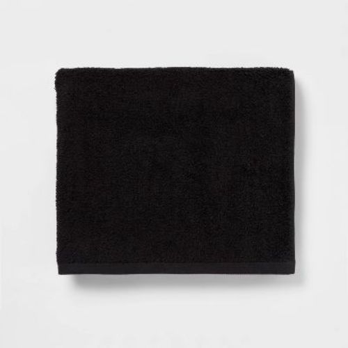 Everyday Bath Towel Black - Room Essentials™: Midweight Cotton, Machine Washable, Low Lint, Oeko-tex Certified