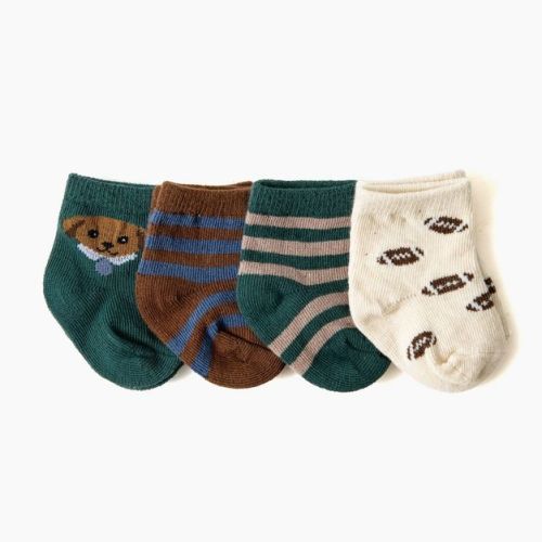 Picolette by Olivia Culpo Baby Boys' Oliver Dog ankle Socks - Green/brown/white 3-12M