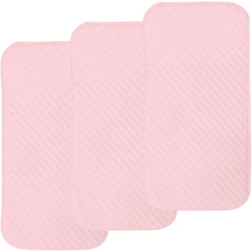 Pleasant Boulevard | Portable Waterproof Baby Changing Pad Liner, Washable Reusable Changing Table Cover Made with Breathable TPU, 27x13in (Pink, 3 Count)