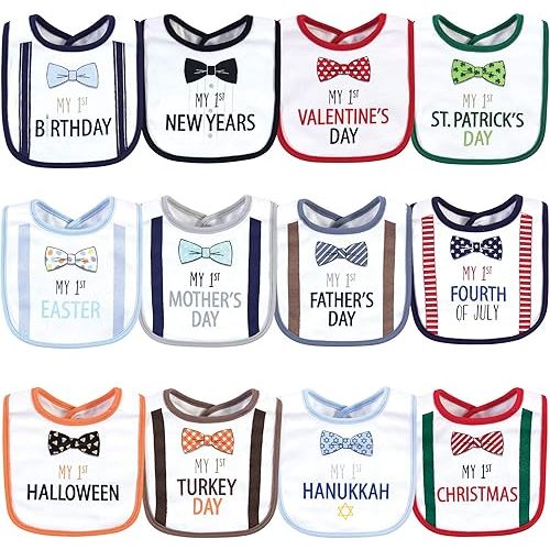 Little Treasure Unisex Baby Cotton Bibs, Holiday Bow Ties, One Size