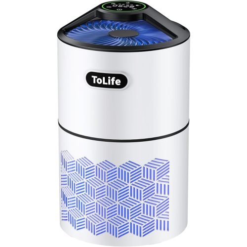 Tolife Air Purifiers for Home Large Room Up to1291 Ft² Air Quality Sensors HEPA Air Purifiers for Bedroom, Auto & Timing Function, Remove Smoke, Pet Hair, Allergies,Dust