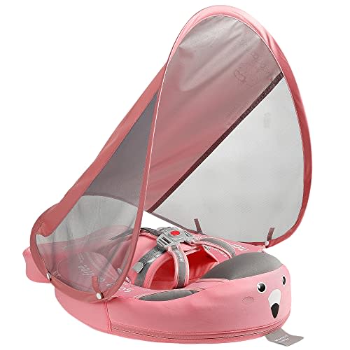 Mambobaby Float Baby Swim Float with Canopy, Non-Inflatable Solid Baby Float, Upgrade Soft Skin-Friendly Fabric Material Infant Swim Float for Boys and Girls Toddler (Special Edition Pink)