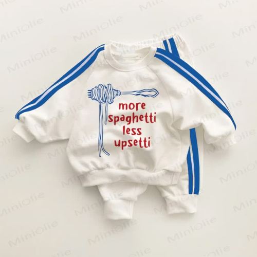 MORE SPAGHETTI LESS UPSETTI Baby Toddler Blue Striped 2-piece Set