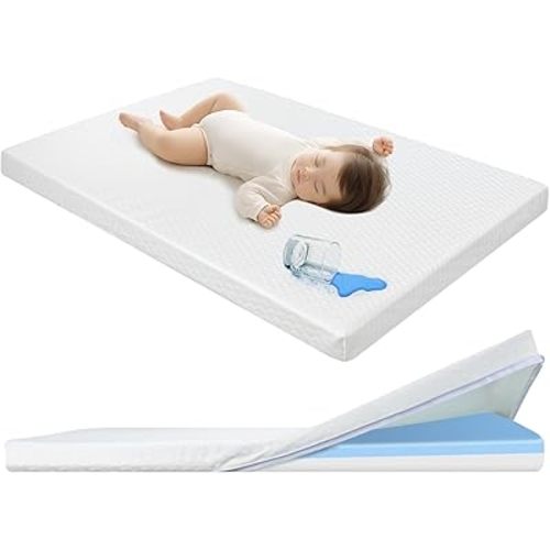 KNOIER®️ Pack and Play Mattress, 38"x26" | 2-Stage Dual Firmness, Machine Washable Cover, Waterproof & Breathable Surface, Soft & Firm, Play Mattress pad Pack N Play Mattresses for Baby and Toddler