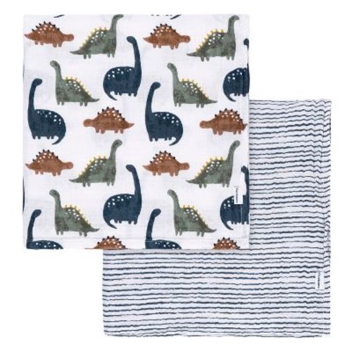 Gerber Baby Muslin Blankets, Dino Time, 2-pack