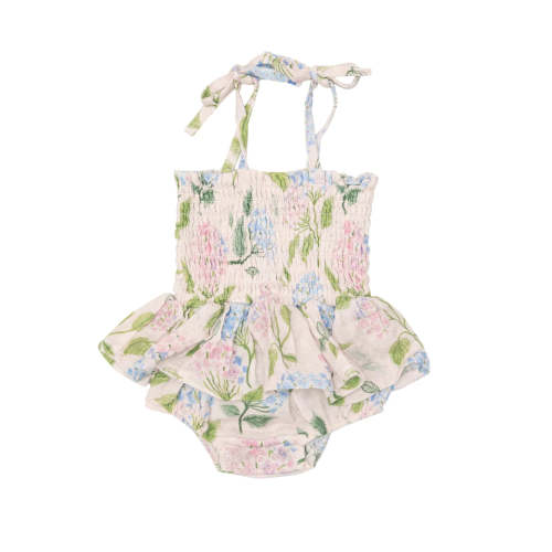 Colorful Hydrangeas Smocked Bubble with Skirt