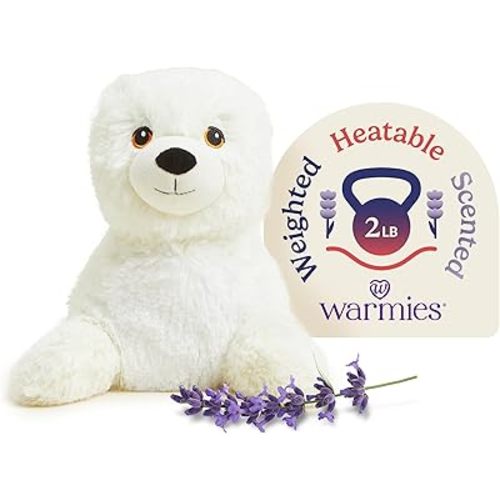 warmies Microwavable & Weighted Stuffed Animals, Seal - Heated Stuffed Animal Plushie for Warmth & Comfort - Cute Soft Plush Toys for Adults & Children (Boys, Girls, Babies & Toddlers)