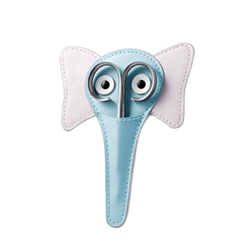 Rubis Stainless Steel Infant Nail Scissors with Blue Leather Elephant Case, For Precise Fingernails and Cuticles, 1K416, Silver,Rubis Switzerland Swiss Made World Renowned Precision