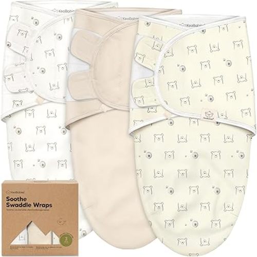 KeaBabies 3-Pack Organic Baby Swaddle Sleep Sacks - Swaddles for Newborns, Infant 3-6 Months, Baby Girls, Boys, Soft & Snug Newborn Sleep Sack, Nursery Swaddling Blankets (Bumble Bear, L)