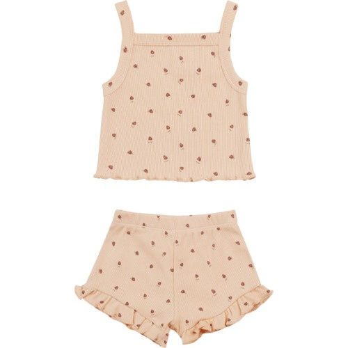 Baby Evie Strawberry Print Top & Bloomers Set, 3-6M, Shell-Strawberries