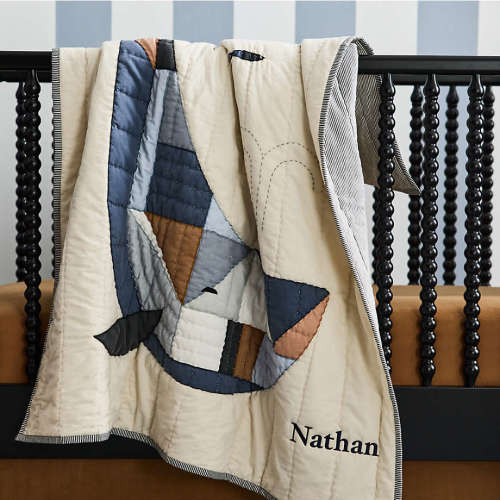 Personalized Deep Sea 100% Organic Cotton Baby Crib Quilt