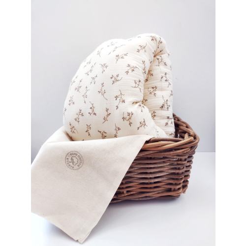 mini arm pillow for nursing on the go - vintage twigs - travel roll cushion for baby feeding, breastfeeding aid muff, handy baby shower gift