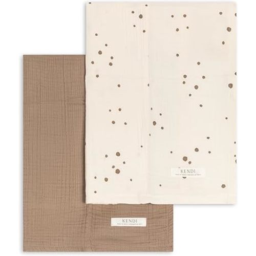 Colored Organics Baby 2 Pack Organic Cotton Burp Cloths Set - Ace Polka + Taupe Muslin