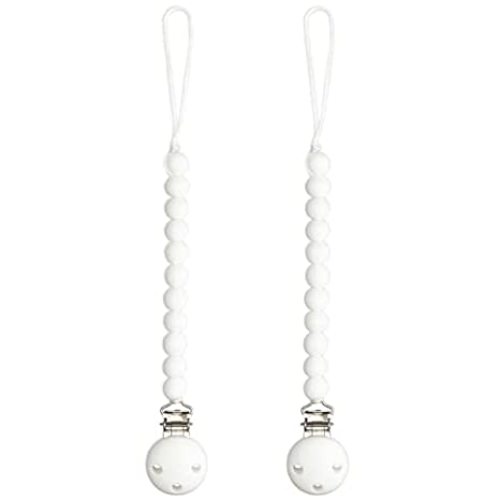 Comfy Cubs Pacifier Clips 2 Pack - White
