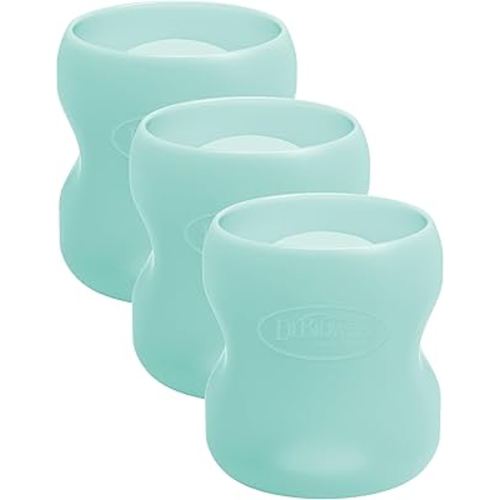 Dr. Brown’s Natural Flow® Options+™ Glass Baby Bottle Sleeves, 100% Silicone, 5 oz, Wide-Neck, Mint (Pack of 3)