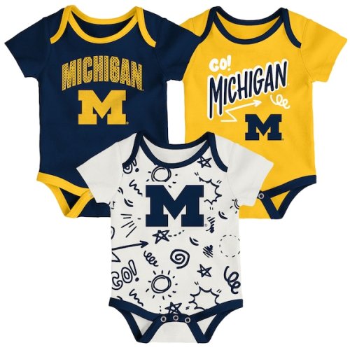 Michigan Wolverines Outerstuff Newborn & Infant Three-Pack All Day Play Bodysuit Set