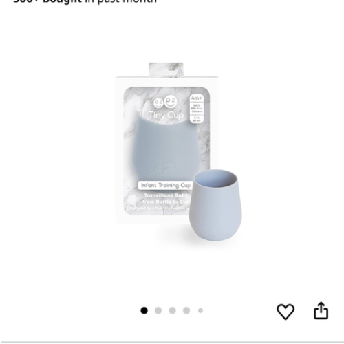 ezpz Tiny Cup (Pewter) - 100% Silicone Training Cup for Infants - 4 months + - Designed by a Pediatric Feeding Specialist - Baby-led Weaning Essentials & Baby Gifts