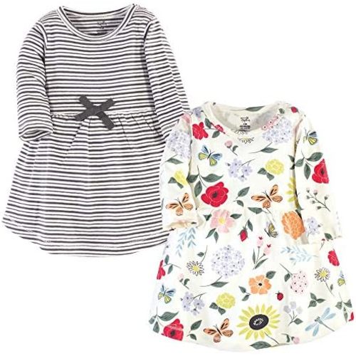 Touched by Nature Girls' One Size Organic Cotton Short Long-Sleeve Dresses