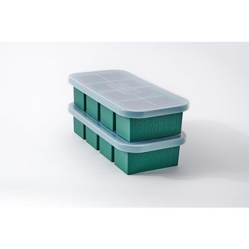 Souper Cubes 1 Cup Silicone Freezer Molds with Lids, Kale, 2-Pack | 100% Platinum-Cured Silicone Freezer Cubes, Oven and Microwave Safe, Perfect for Freezing Soup, Protein, Grains and More