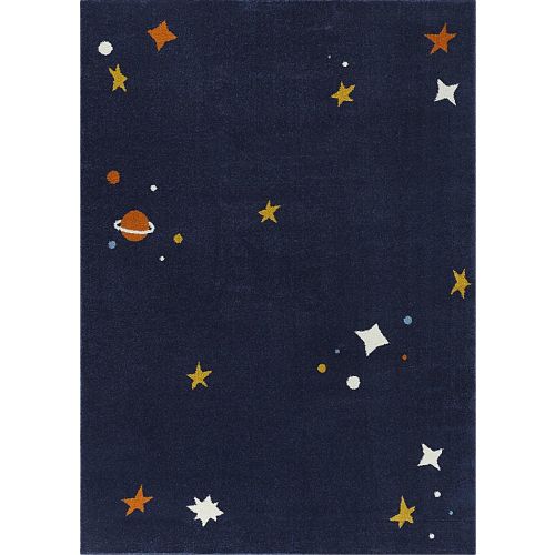 Twinkly Night Navy Blue Polypropylene Fabric Rug