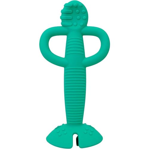 Busy Baby Teething Spoon - 2-in-1 Teether and Training Spoon for Self Feeding, Dishwasher Safe, BPA Free, Food Grade Silicone (Spearmint)