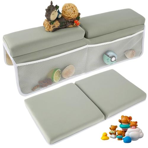 FALESOUL Baby Bath Kneeler and Elbow Rest Pad Set, 1.5'' Comfortable Quickly Dry Thicker Baby Bath Kneeler Pads, Comfortable Non-Slip Kneeling Mat Cushion with Toy Organizer Storage Pockets