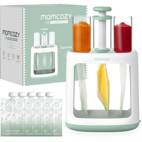 Momcozy Squeeze Station For Homemade Baby Food,Pouch Filling Station For Puree Food For Babies&Toddlers,No Food Splashing,Dishwasher Safe,BPA-Free,With Reusable Bags