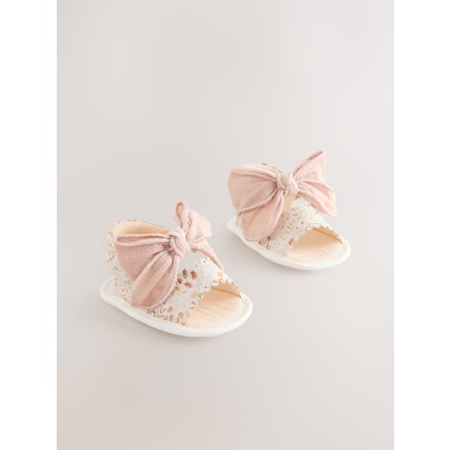 Pink Baby Bow Floral Sandals (0-24mths)