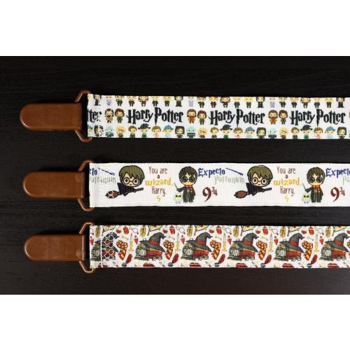 Pacifier Clip: Harry Potter Wizard Hermione Hogwarts Dumbledore Voldemort | boy & girl ribbon paci holder, baby shower gift, binky soothie