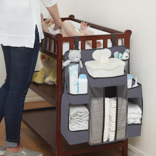 LA Baby Diaper Caddy and Nursery Organizer for Baby's Essentials - Gray