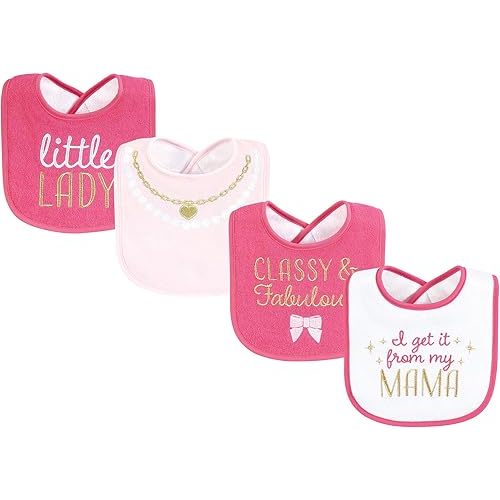 Hudson Baby Infant Girl Cotton Terry Drooler Bibs with Fiber Filling, My Mama, One Size