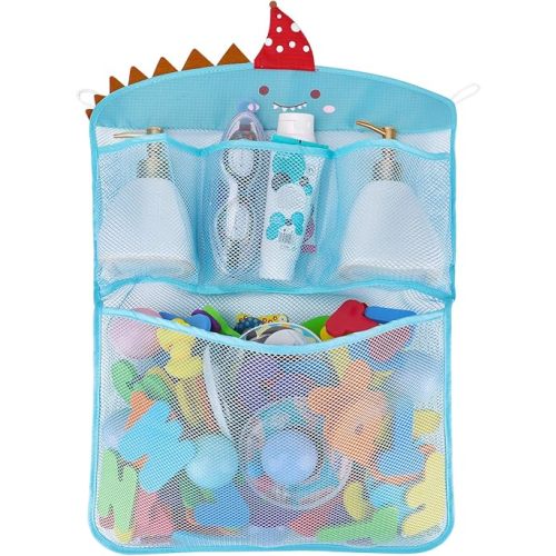 Free Swimming Baby Bath Toy Organizer Set,Quick Drying Mesh Net for Toddler Bathtub Games Holder (Blue)