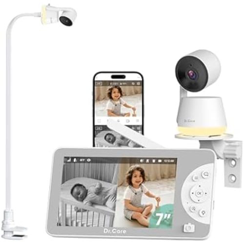 Dr.Care LumiView Max Smart WiFi Baby Monitor with Crib Mount- 7" 1080P FHD & 2K Camera, Privacy Mode, Cry & Motion Detection, Snapshot & Video Recording
