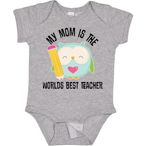 inktastic Teacher Mom School Owl Baby Bodysuit - 0060 Heather Grey